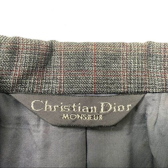 DIOR Vintage 90’s Muted Houndstooth Plaid Sport Jacket - Picture 3 of 14